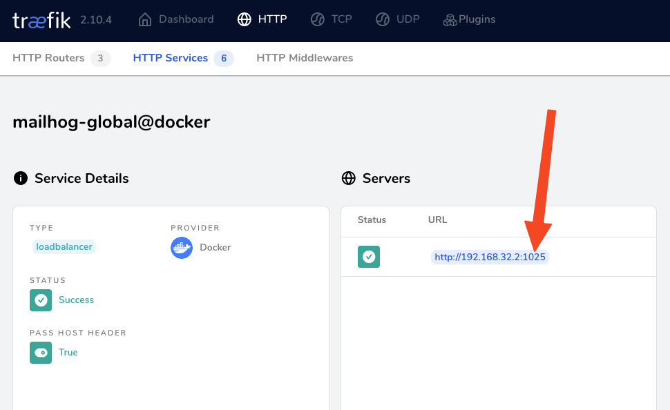 Mailhog service definition